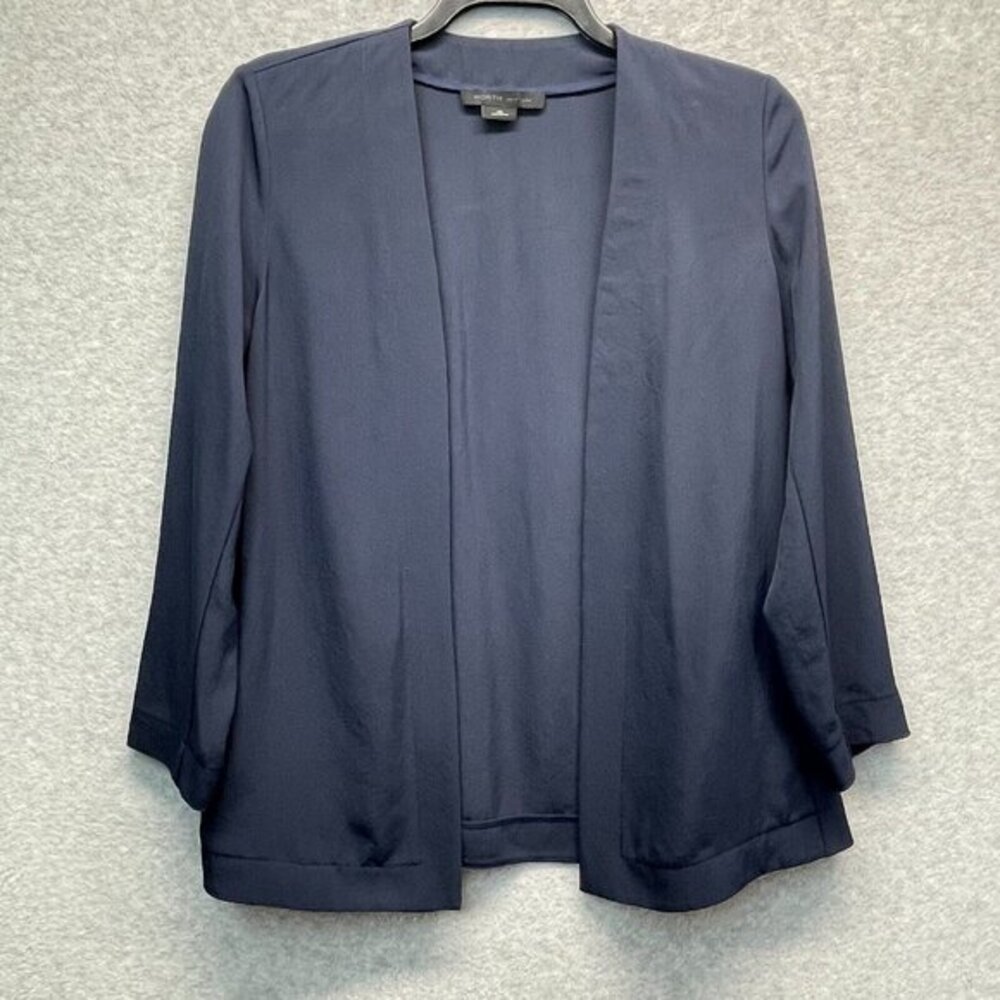 Worth New‎ York Lightweight Jacket Womens XS Navy Blue Open Front Long Sleeve